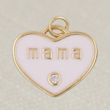 Gold White Heart Mama Charm