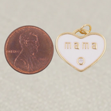 Gold White Heart Mama Charm