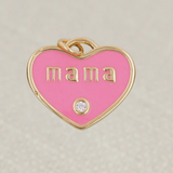 Gold Pink Heart Mama Charm