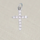 Silver Diamond Cross Charm