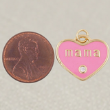 Gold Pink Heart Mama Charm