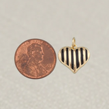 Black Striped Heart Charm