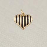 Black Striped Heart Charm